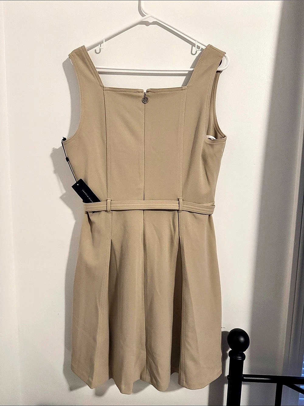 Tommy Hilfiger Button Front Mini Dress in Beige Size 12 NWT - Picture 2 of 4